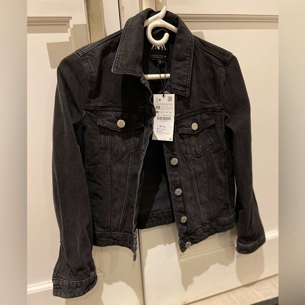 Zara black denim jacket NWT